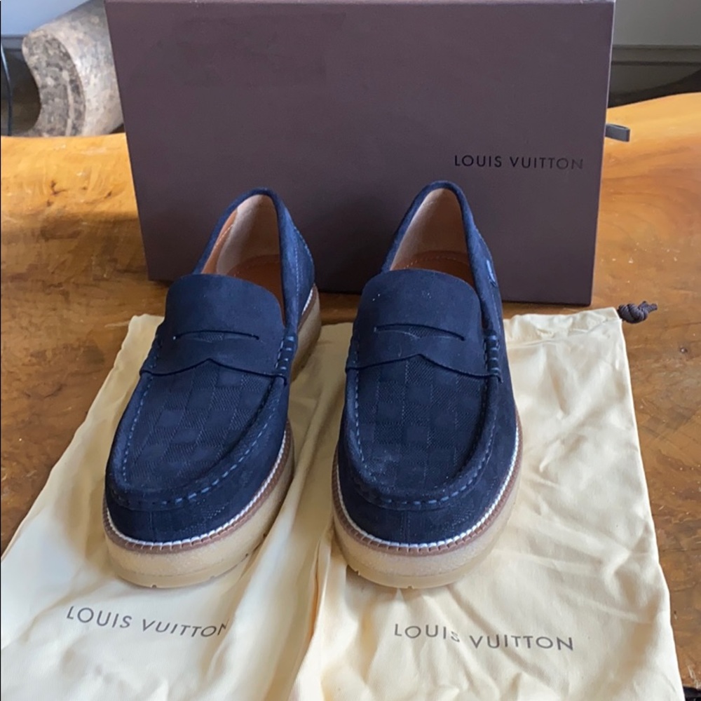 New Louis Vuitton Damier Suede Navy loafers